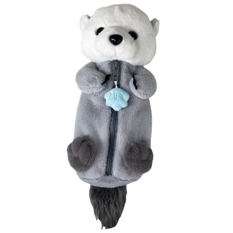 Otter Plush Pencil Case With Cartoon Marine Animal Design For Students Storage