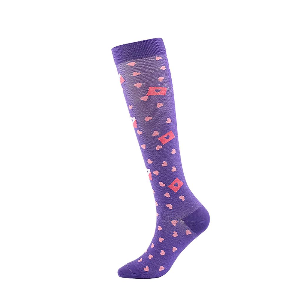 Damen Absorb Sweat Cartoon Print Nylon Long Tube Kompression Outdoor Sportsocken
