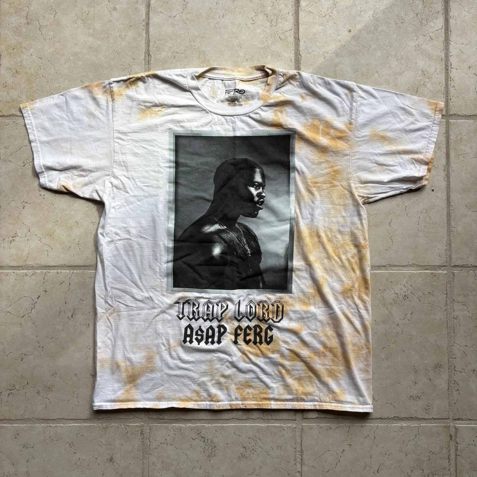 

Y2K A$AP Ferg Trap Lord Graphic T Shirt Merch Music Bleached Rap Tee Fits Large 4XL