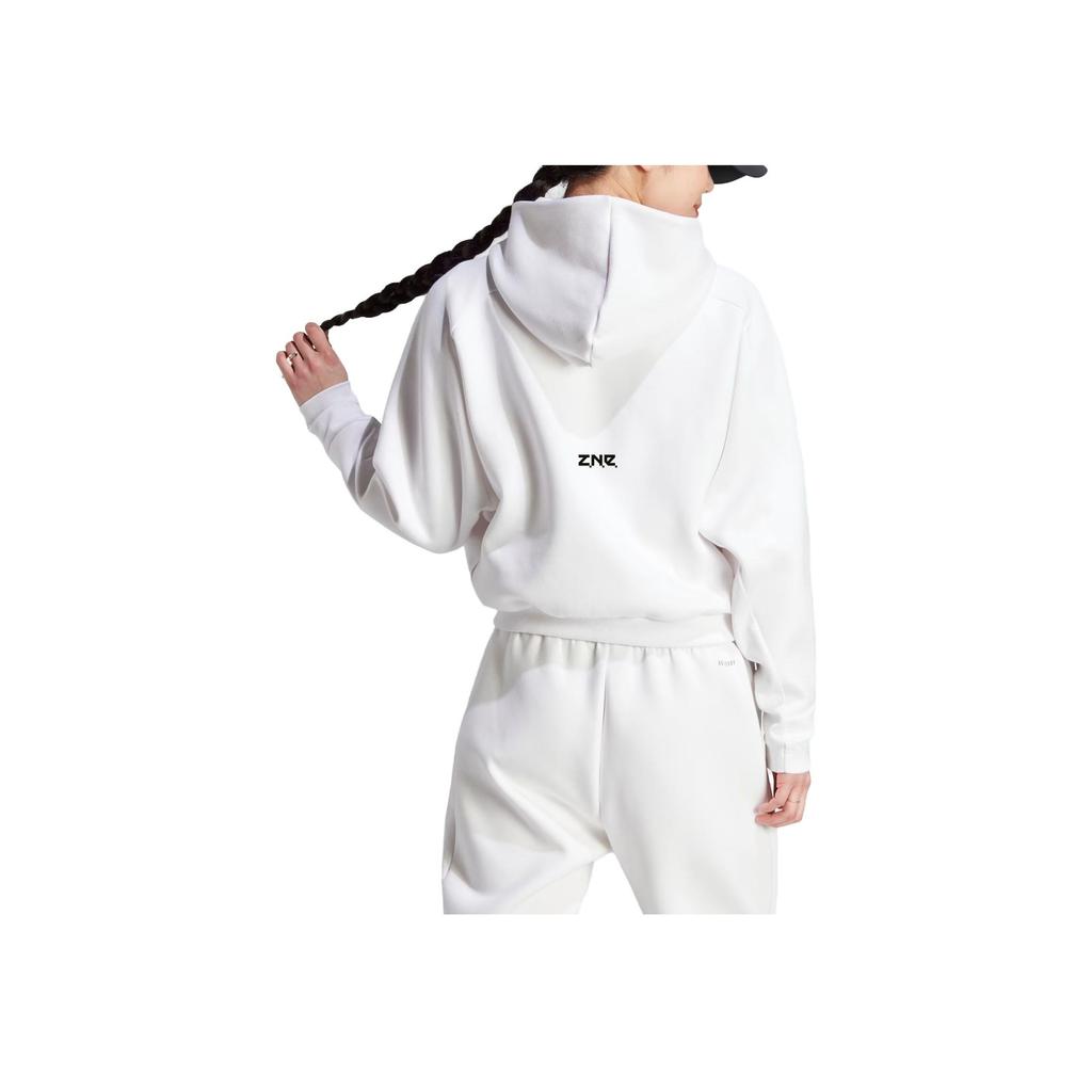 Adidas ZNE. Mikina s kapucí na zip s logovou páskou série Dámská mikina Bílá IN5133