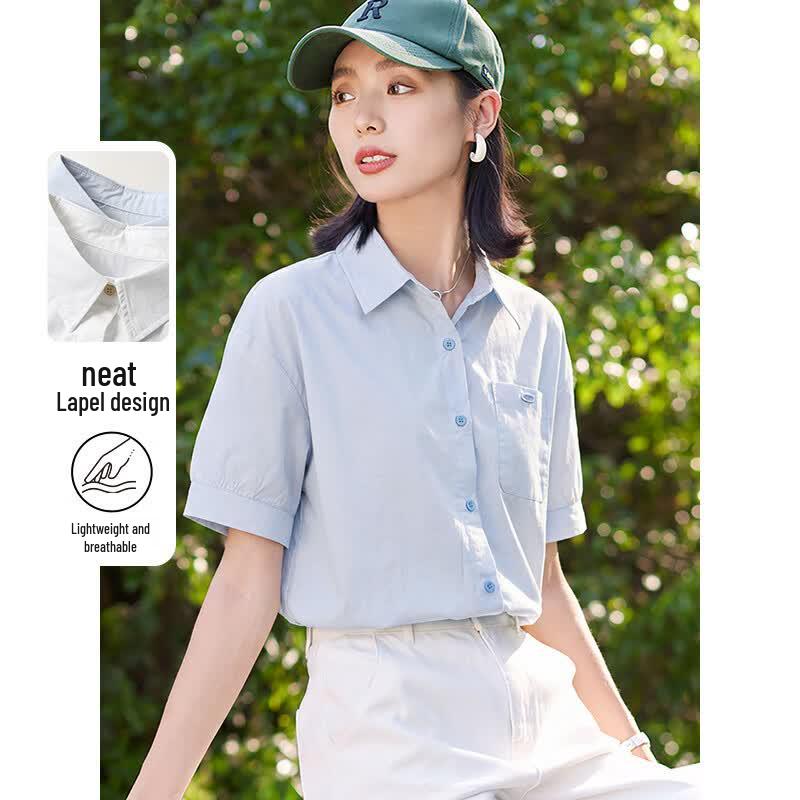 Chushen Women s Polo Collar Short Sleeve Shirt with Pockets L