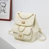 Fresh and Retro Versatile Diamond Embroidered Thread Women's Backpack  Popular Solid Color Chain Small Backpack  Fashionable Travel Bag