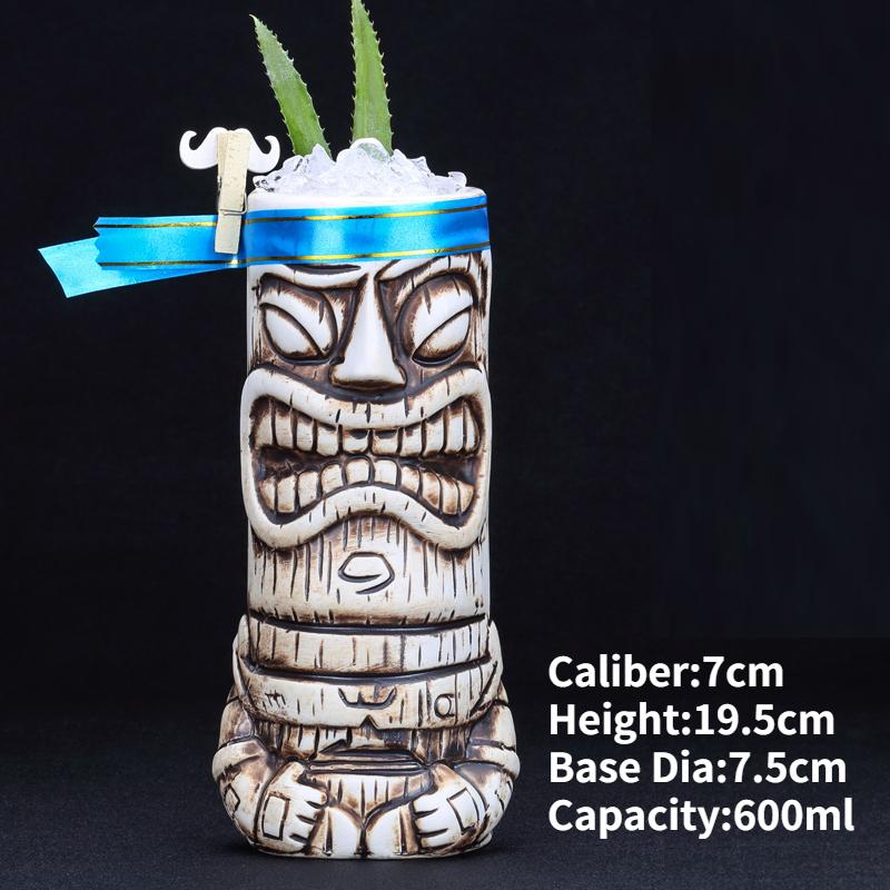 Tazza Tiki Tazze da Cocktail Hawaiane Tazza Divertente in Ceramica Creativa Tazze Tiki Tazza da Birra per Bevande Tazza da Vino Strumenti per Bar Regalo per Amici