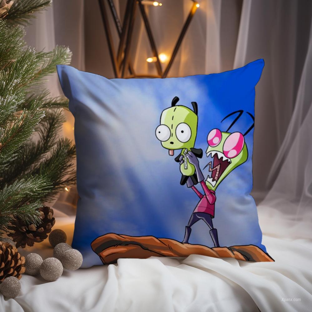 Cute I-Invader Z-Zim Cushion Cover Premium Comfort Reversible Pillow Cove -Two In One Design For Any Room & Car Interior
