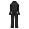 Damen 2-teilige Outfits Langarm Crop Hoodies Trainingsanzüge Lässige Pullover Sweatshirts und Lange Hosen Set mit Taschen