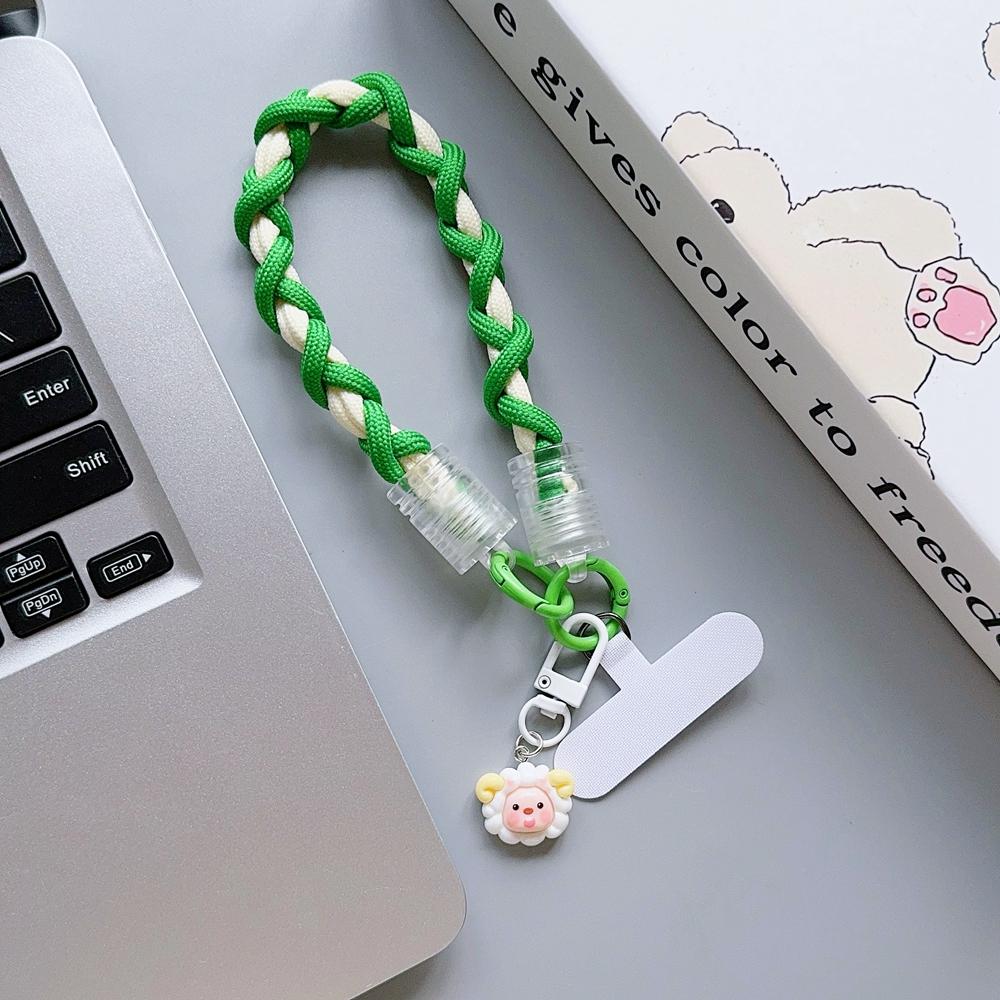 Universal Braided Mobile Phone Lanyard Strap Cute Cartoon Hanging Chain Ring Cord with Patch Wrist Strap Cell Phone Detachable