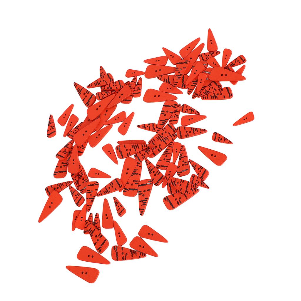 100pcs Orange Carrot Button 4 Sizes DIY Cute Wood Buttons for Crafting Sewing Christmas with 2 Holes