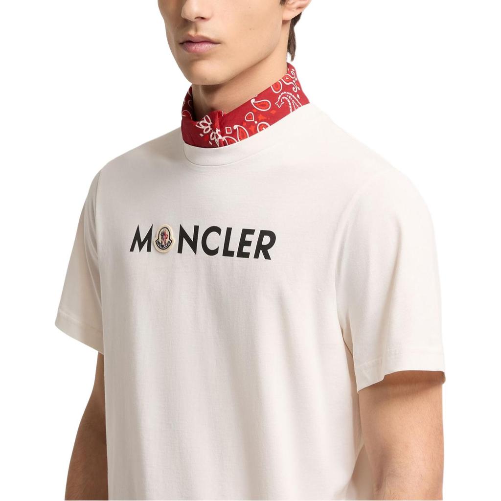 Moncler Round Neck Letter Solid Color T-Shirt Men Tops L20918C0005189B8Q034