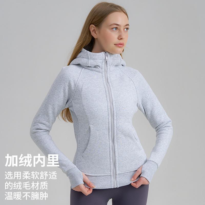 Sportswear sweater jacket autumn and winter new jacket zipper hooded fleece long-sleeved running yoga clothes top versatile