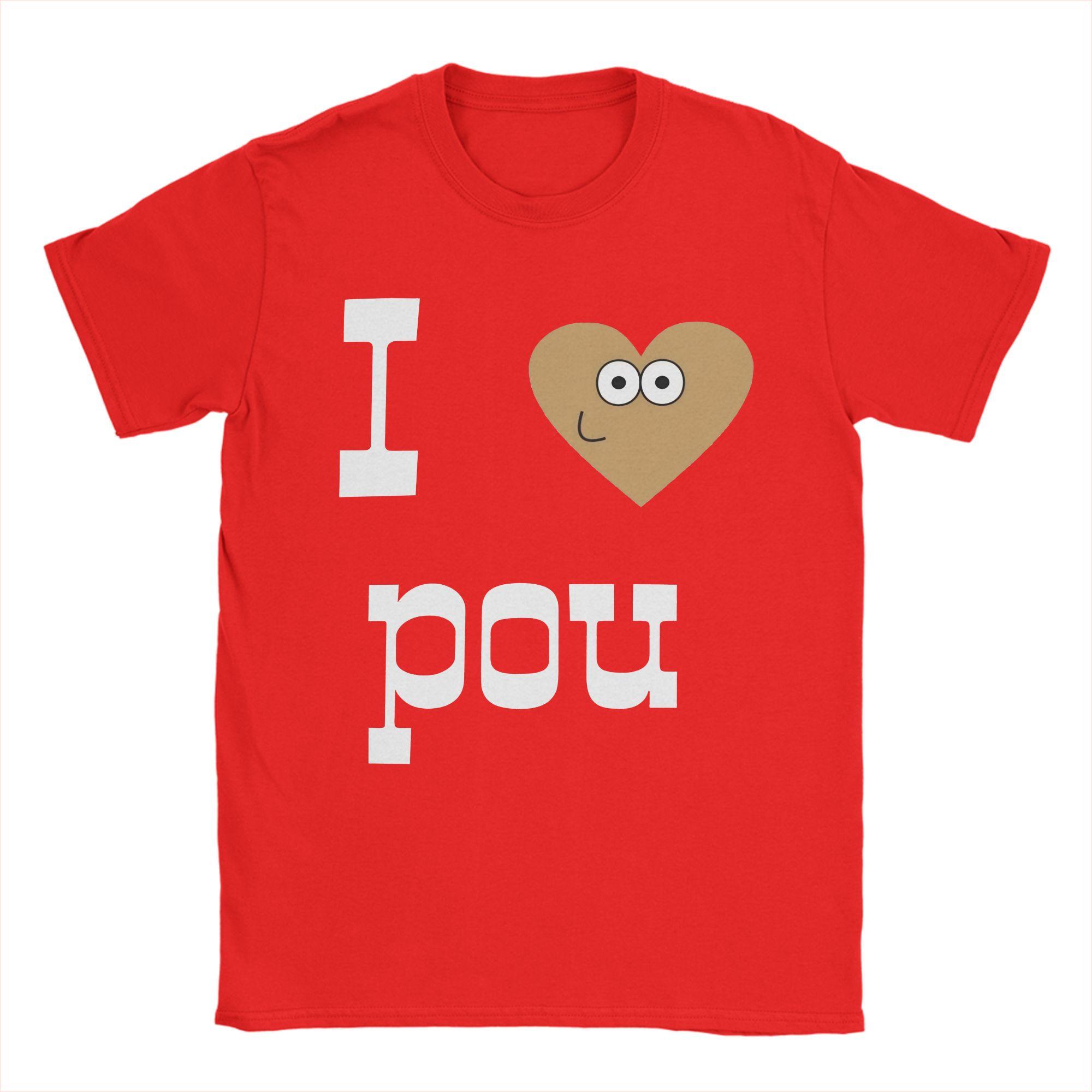 

Kawaii I Pou You Cute Alien T Shirt Unisexs Round Neck Short Sleeve Clothes Game Cartoon 100Cotton Summer Clothing S