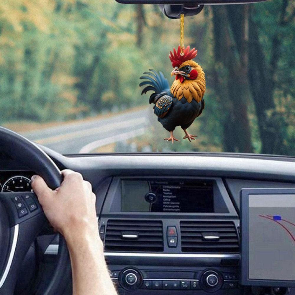 Acrylic Cartoon Rooster Pendants Cartoon Cock Portable Home Decor