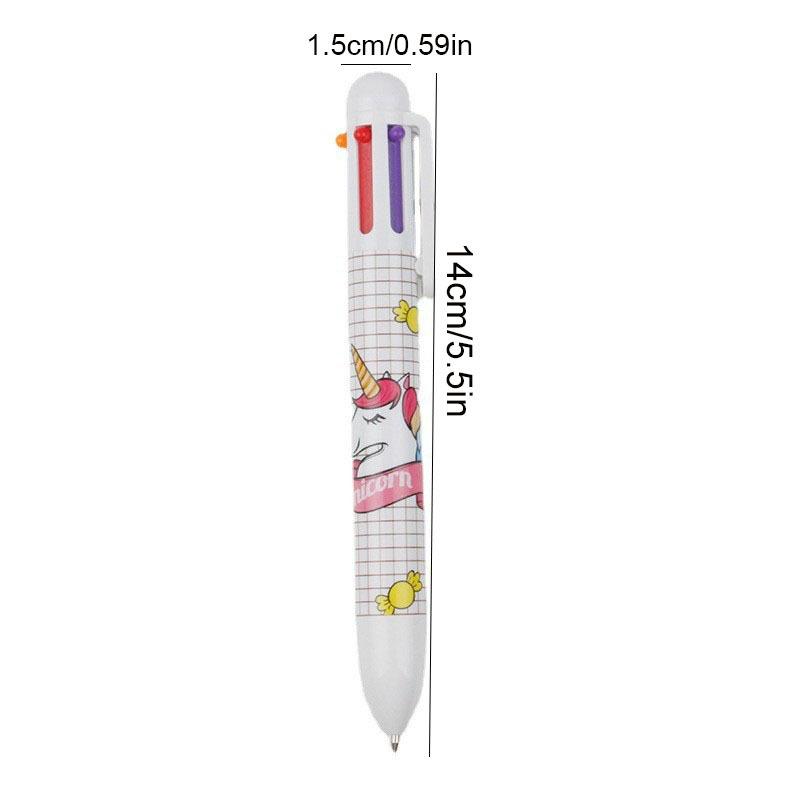 6Pcs Cute School Supplies 6 Color Unicorn Pens Multicolor Ballpoint Pen Multifunction Office Creative Ball Pen