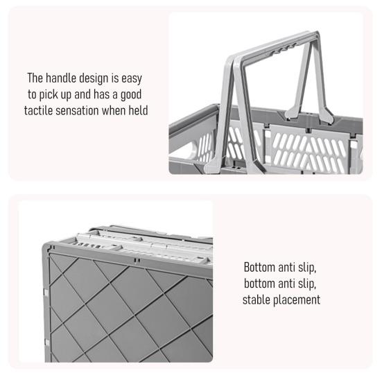 Inklapbare Opbergkrat Plastic Opvouwbare Opbergmand Grote Capaciteit Stapelbare Krat met Handvatten voor Kantoor Slaapkamer Keuken Speelkamer