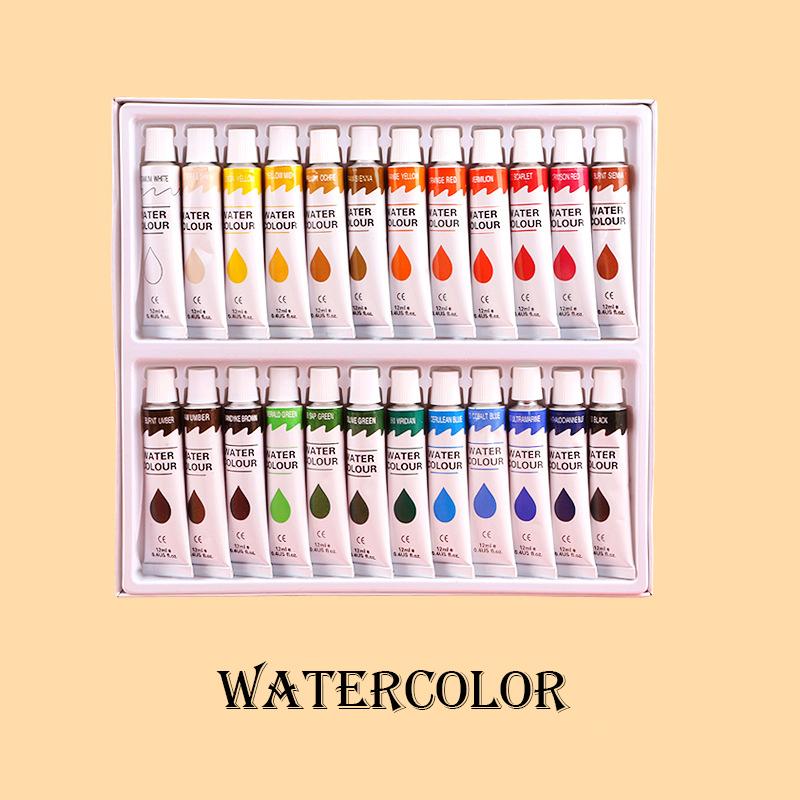 Acrylic Oil Watercolor Gouache Paint Pigment Set 12ML Drawing Supplies for Students and Beginners