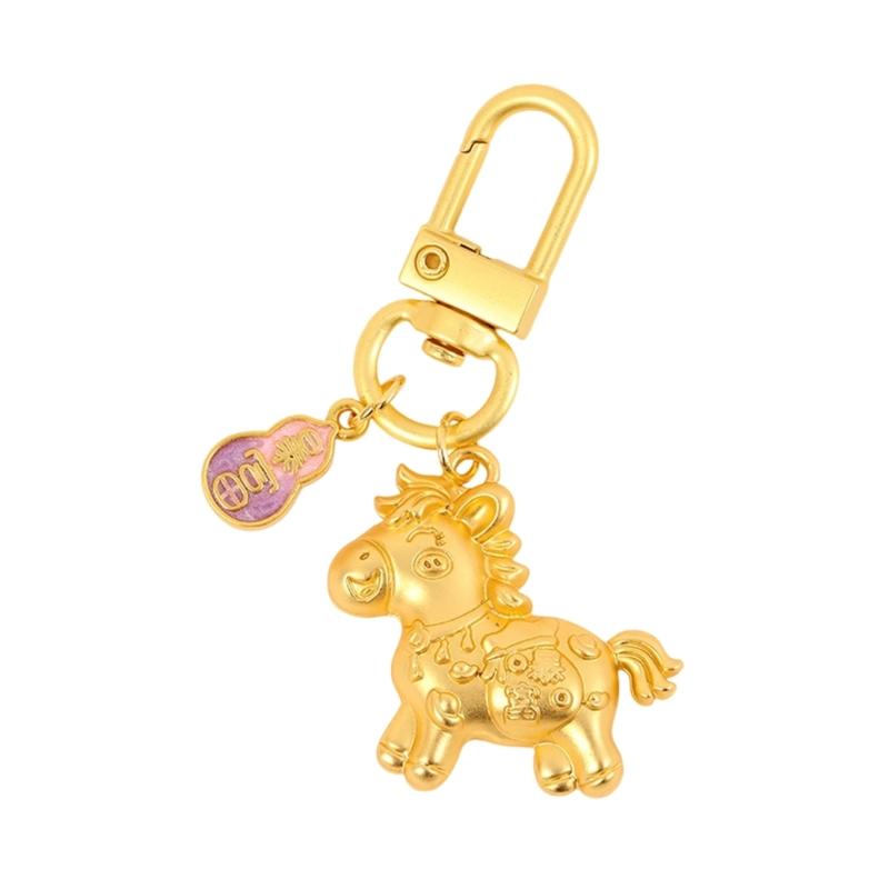 Elegantes chinesisches Legierungs-Pferde-Schlüsselanhänger-Anhänger mit Goldfinish-Verzierungen für Schlüssel, Taschen oder als Glücksbringer