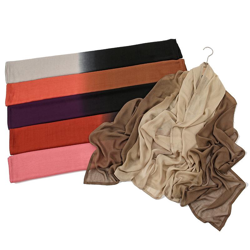 12PCS/LOT Gradiente Cotton Rayon Hijab Scarf High Quality Plain Soft Ombre Muslim Woman Modal Shawls Headscarf Headwraps