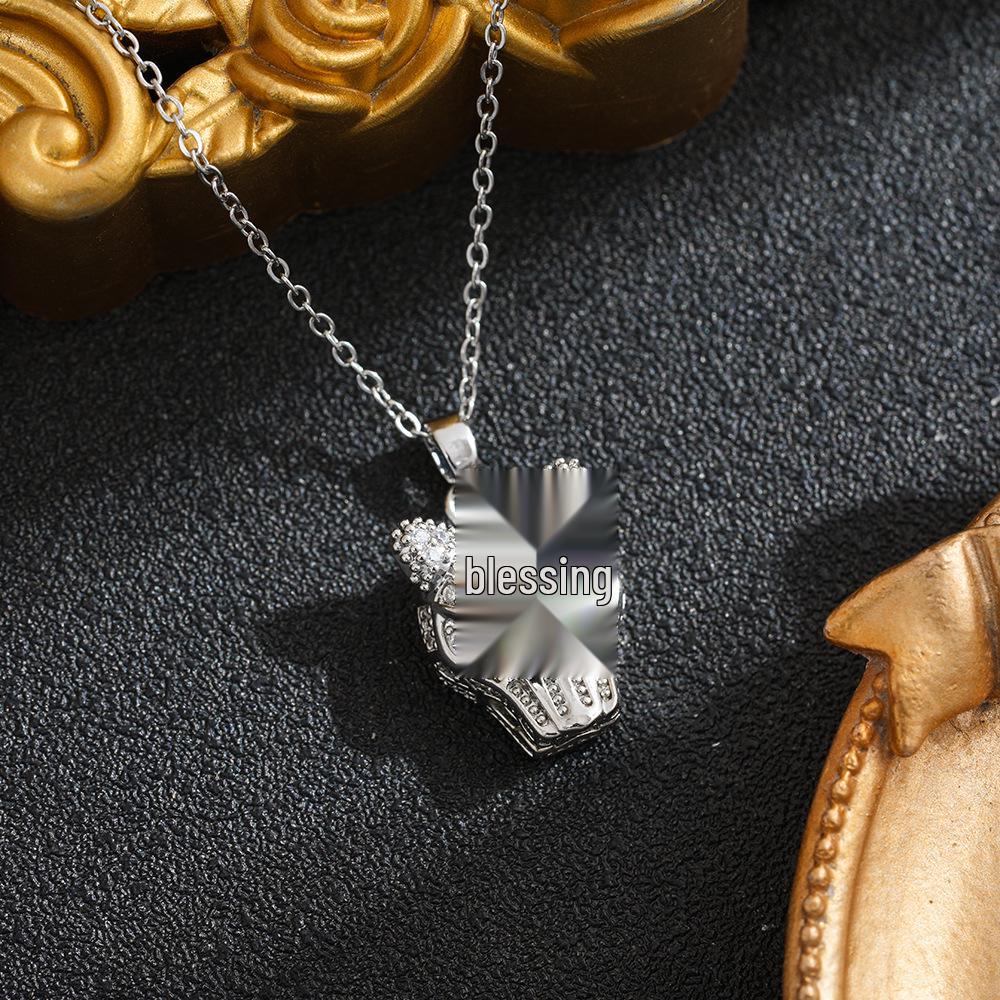 18K Gold-Plated Leopard Pendant Necklace with Zircon Accent - European Style Clavicle Chain