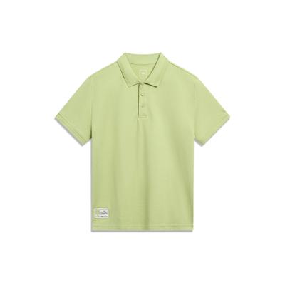 Li Ning China Color Series Einfarbiges Lässiges Kurzarm-Poloshirt Herren Oberteile Bambusgrün APLT019-11