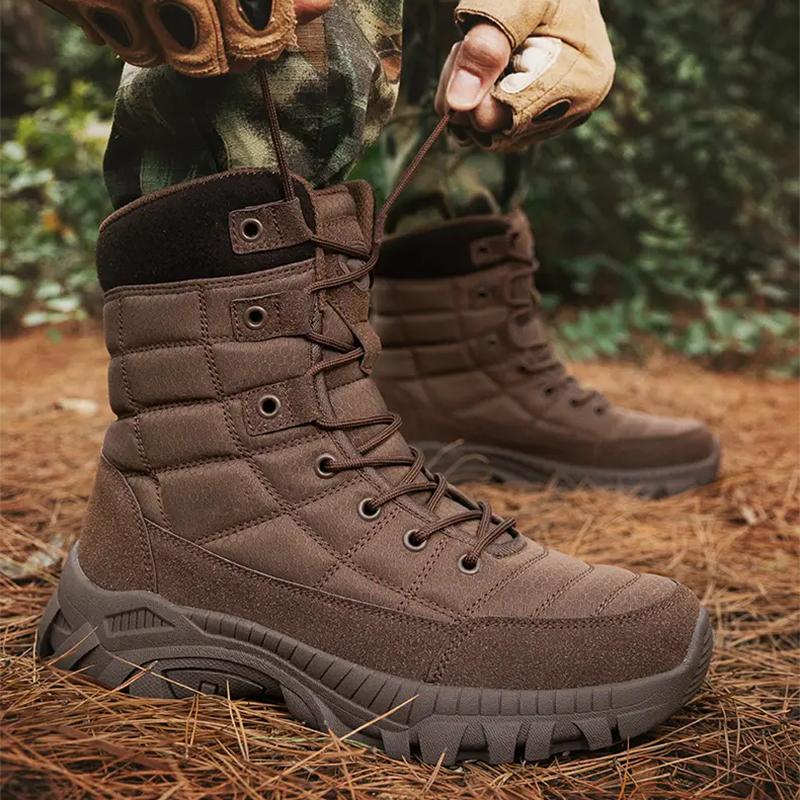 2024 Men Tactical Boots Army Boots Mens Desert Waterproof Work Safety Shoes Climbing Hiking Shoes Ankle Men Outdoor Boots