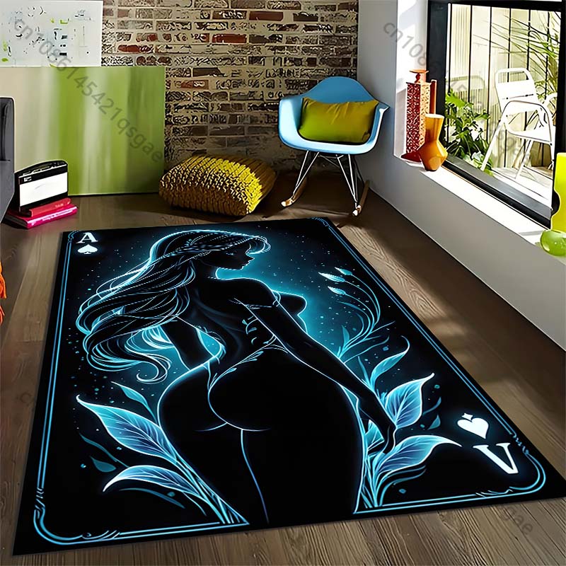 1PC Pretty Girl Cards Printed Carpet for Living Room Bedroom Bedside Bathroom Floor Mat Area Rugged Sofa Mat Home Decor
