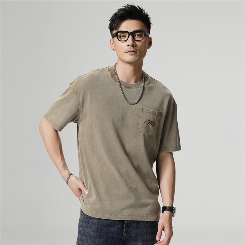 Herr 230g Tungvikt T-shirt i Ren Bomull, 2025 Ny Stil, Kortärmad, Sommar Lös Passform, Amerikanskt Trendigt Märke.
