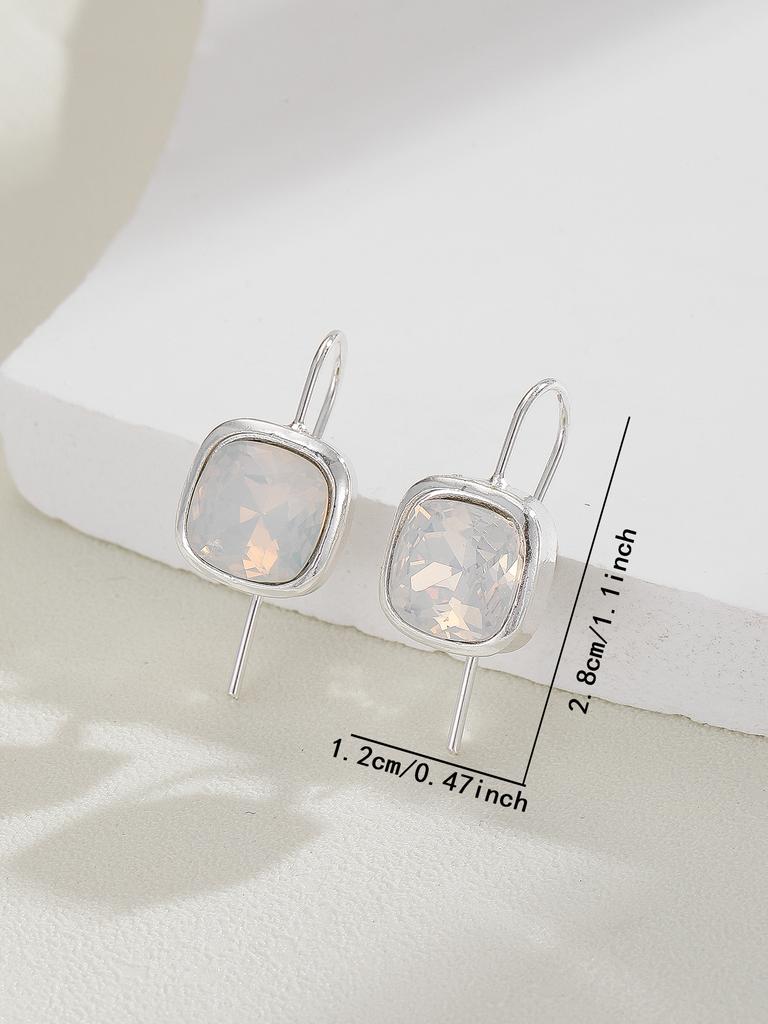 Simple Square Hanging Earrings For Women Silver Color  Women Jewelry Girl's Gift