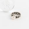 New Arrivals Open Run Pearl Chain Twist Vintage Bold Ring Silver