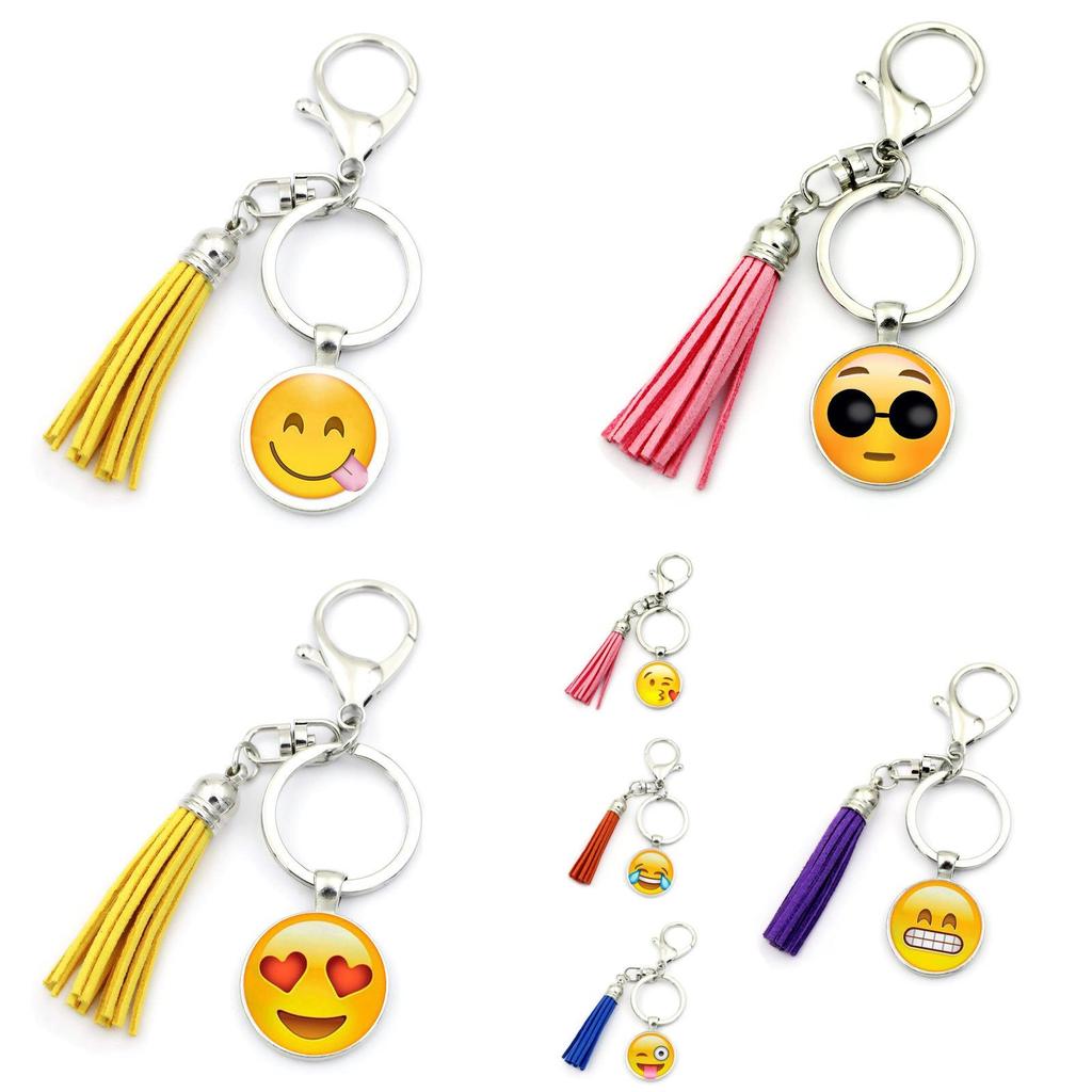 Adorable Funny Expression Time Gem Keychain Pendant Creative Unique Tassel Charm