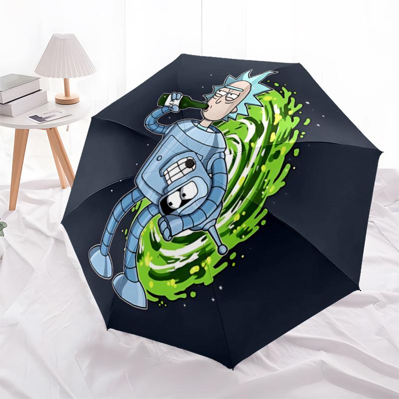 1pc Rick Sanchez Automatic Folding Umbrella - Sturdy 8-Rib Polyester Canopy,Sun-Defying Travel Companion yy251023169