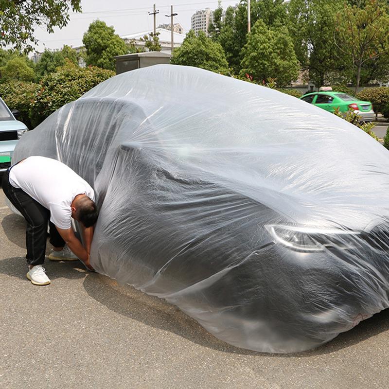 Priehľadný jednorazový priehľadný kryt na oblečenie do auta Prachotesný vodeodolný odolný voči prachu z farby plastová PE fólia vodeodolný kryt na auto