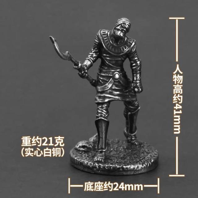 Vintage Egyptian Mummy Warrior Handmade Cupronickel Soldier Figurine for Tabletop Game, Car Decor, Collectible Gift for Men