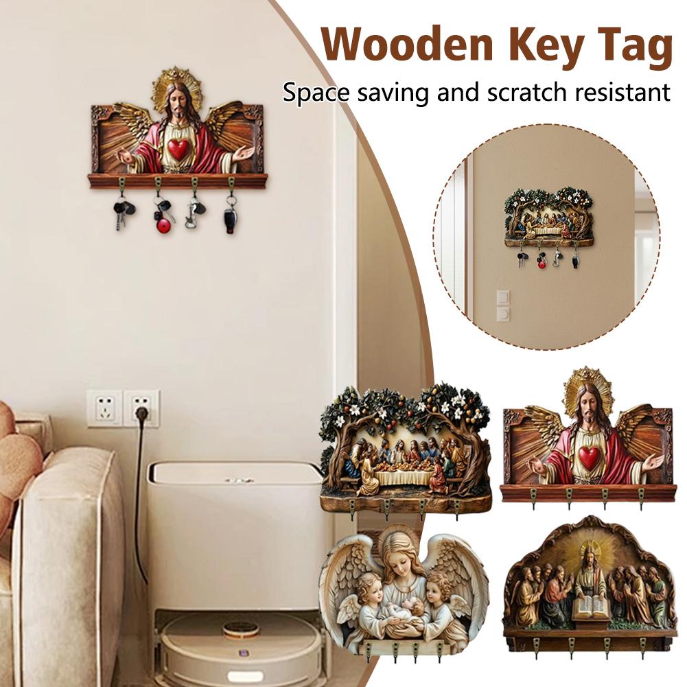 1pcs Scene Of Jesus The Last Supper 2D Flat Wooden Wall Wooden Pendant Decorat Home Ornaments Figurine Creative Christian D E7W7