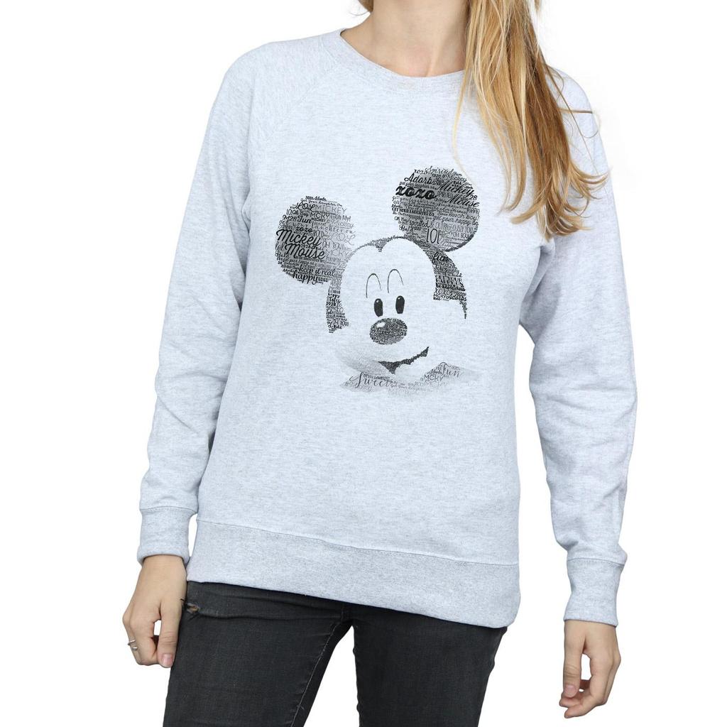 Disney Womens/Ladies Mickey Mouse Text Face Sweatshirt