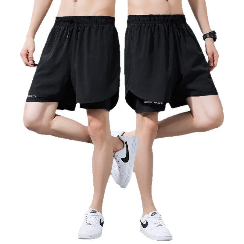 Unisex Quick-Dry Basketball Running Shorts - Fake Two-Piece Sportswear for Summer