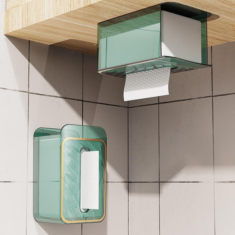 Tissue Box Wall-mounted Facial Towel Storage Box ToiletBathroom and Kitchen Non-perforated Upside-down Tissue Box