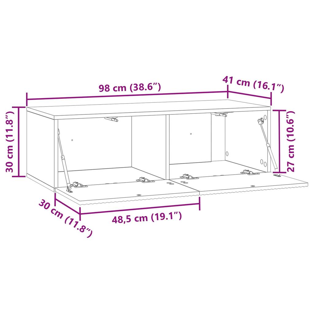 Wall Mounted TV Cabinet Glossy White 98 x 41 x 30 cm