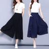 Elastic High Waist Slim Elegant Chiffon Capris Female Pants Skirts Women Summer Wide Leg Medium Long Leisure Loose Trousers