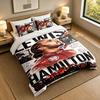 3-Piece Bed Sheet Set with Lewis Hamilton Design, 1 Flat Sheet and 2 Pillowcases for Bedroom