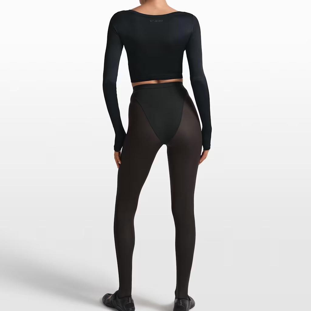 Nike X Skims Knit Stretch Long Sleeve Wrap Lightweight V Neck Cropped T Shirt Women tops LSLSL10088W-OBD