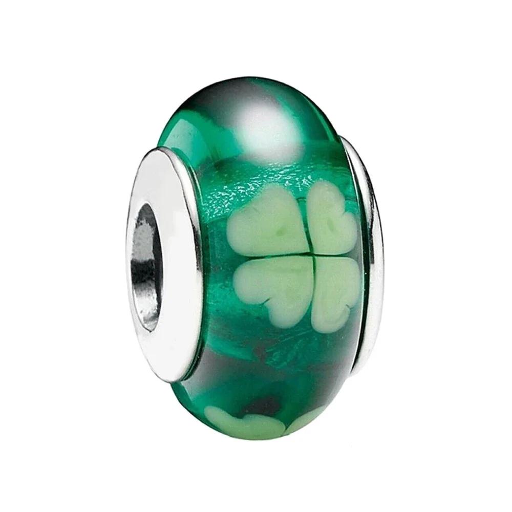 Copper Pink Flower Murano Glass Beads Charm Fit Original Bracelet Necklace Faceted Murano Diy Women Luxury Jewelry