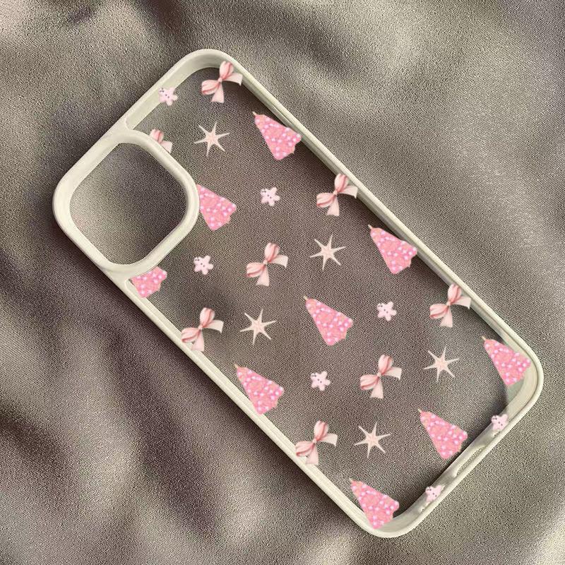 Pink Bow Bear Christmas Tree Phone Case for Samsung Galaxy S23 S22 S21 FE A56 A55 A54 S25 S24 Ultra A06 A16 A15 A35 A34 5G Cover