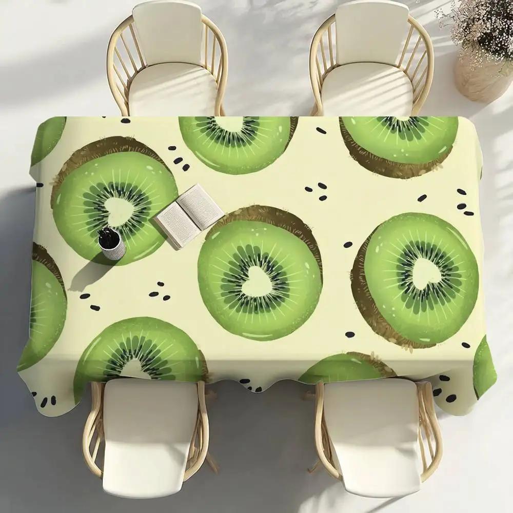 1PC Green Kiwi Fruit Table Cloth Party Decor Dining Room Home Kitchen Patios Waterproof Stain-Proof Table Cloth