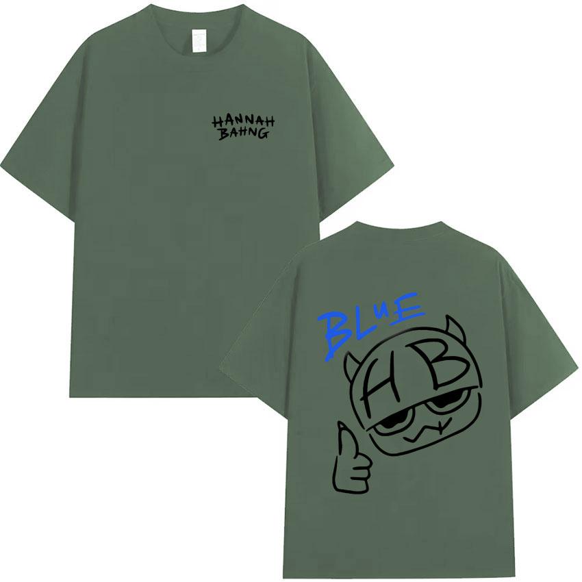 Summer Funny Hannah Bahng Blue Graphics Tshirt Streetwear Men Cotton Quality Short Sleeve Fashion TShirt Cozy Oversized Clothes