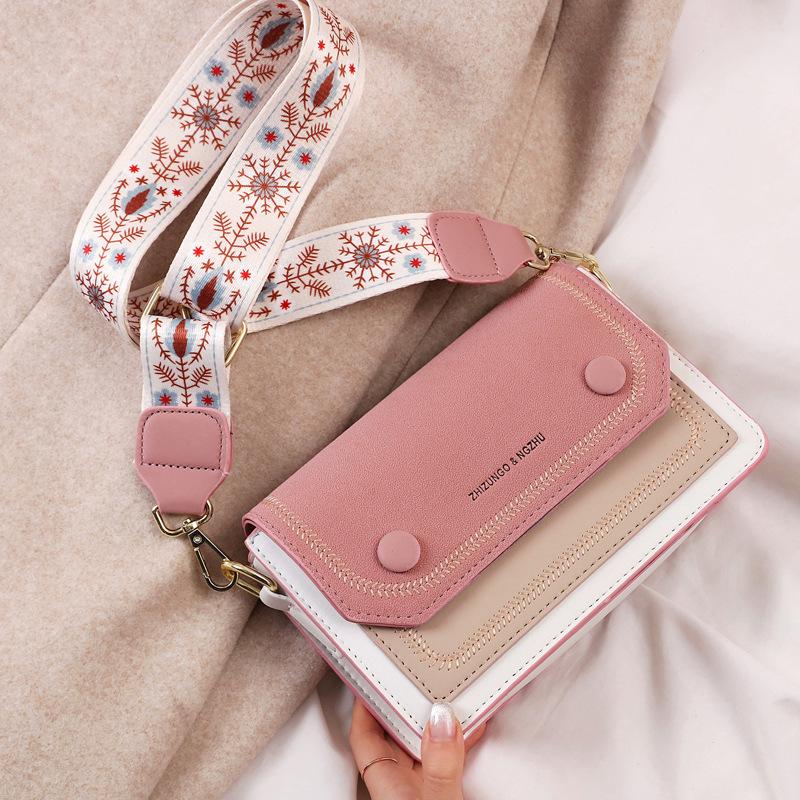 New Wide and Narrow Shoulder Strap Fashion Women's Bag Korean Version of Internet Celebrity Texture Small Square Bag Women's Bag