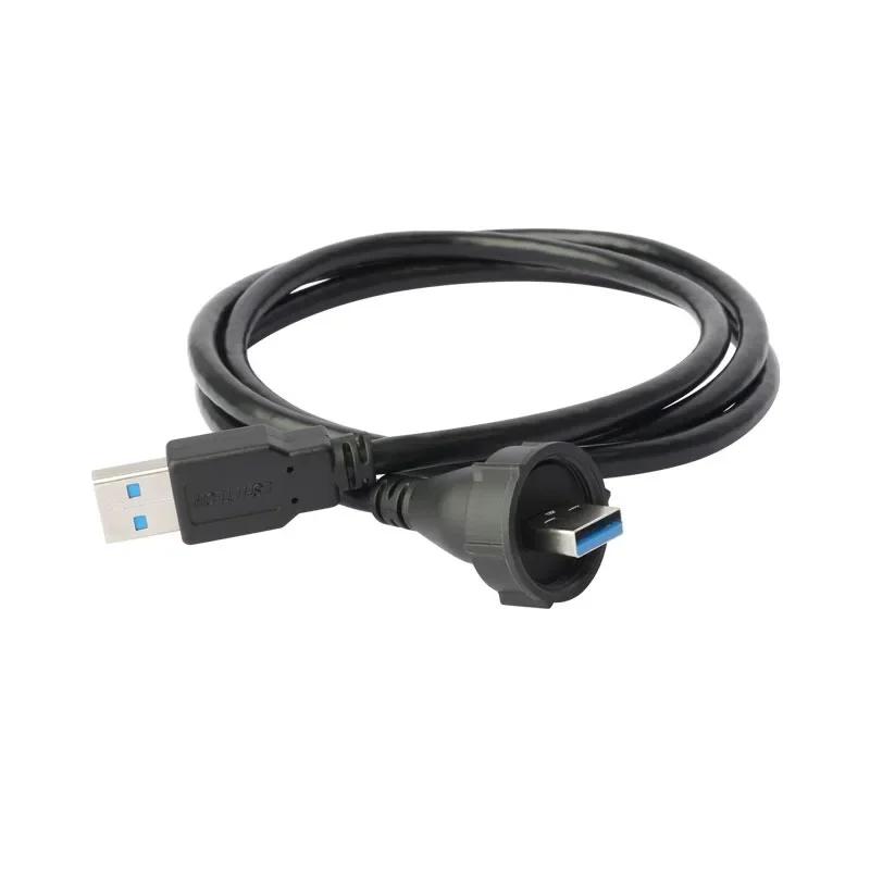 LU20 Threaded connect Waterproof M20 Male Plug Female Socket 1M Extension Cable Wire Panel USB2.0 Connector USB3.0 Data Adapter