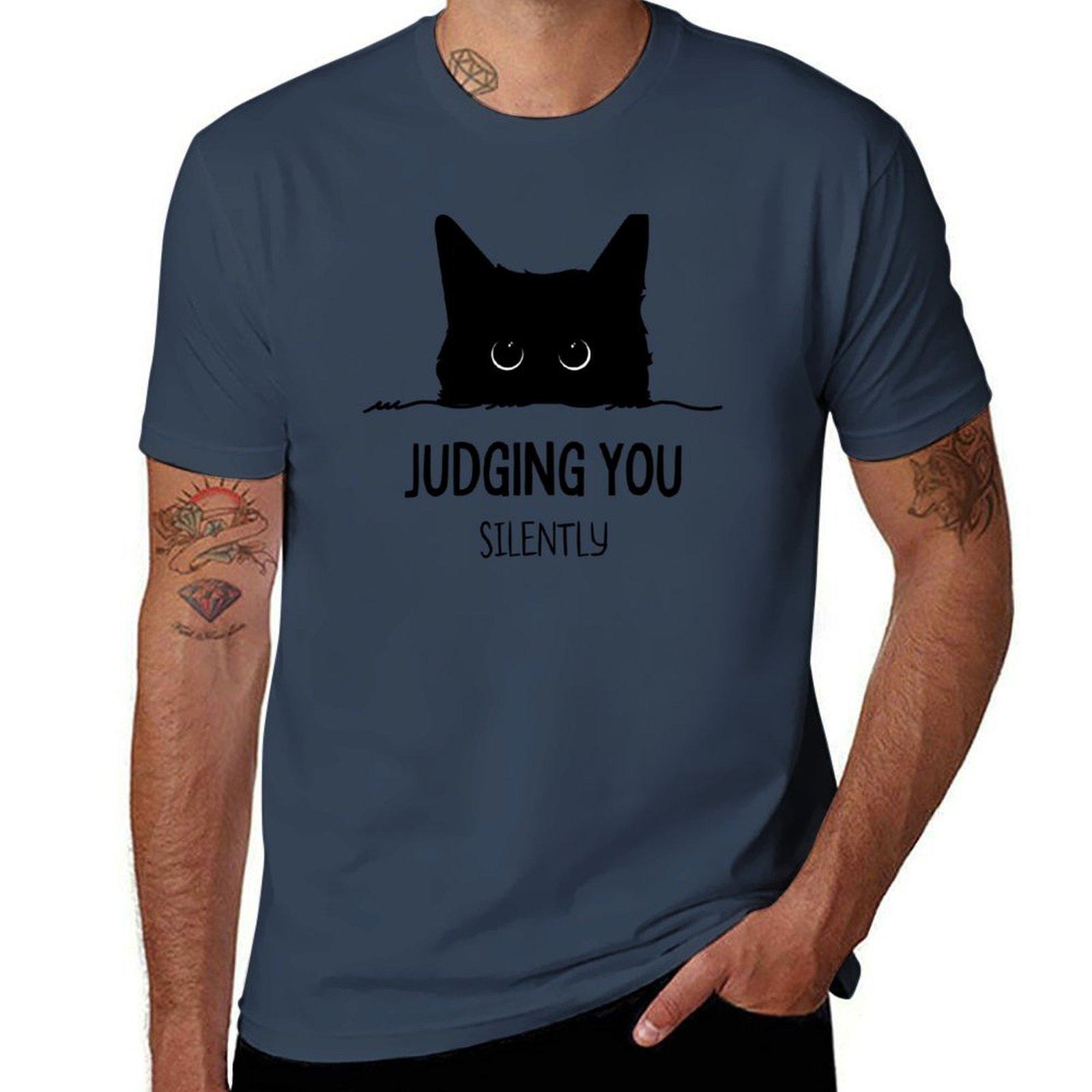 Cat Judging You Silently TShirt Simple Casual Short Sleeve Tee S