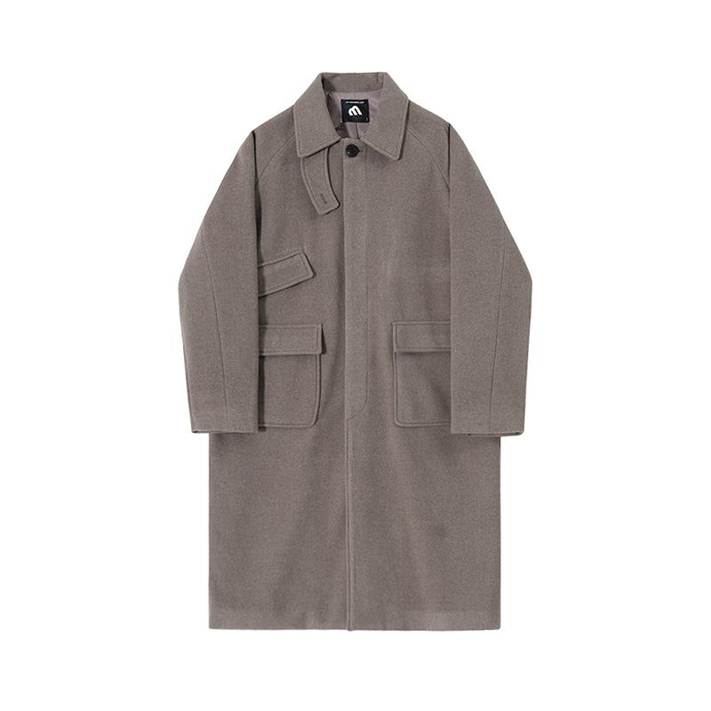Woolen H-shaped Coat Men's Winter Quilted Coat Korean Style Loose Mid-length Warm Windbreaker