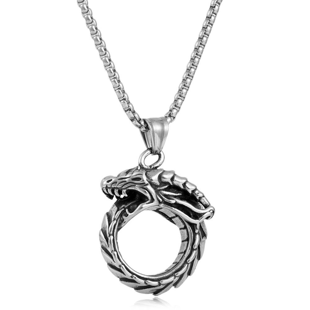Fashion New European and American Punk Style Alien Dragon Men's Pendant Titanium Steel Necklace