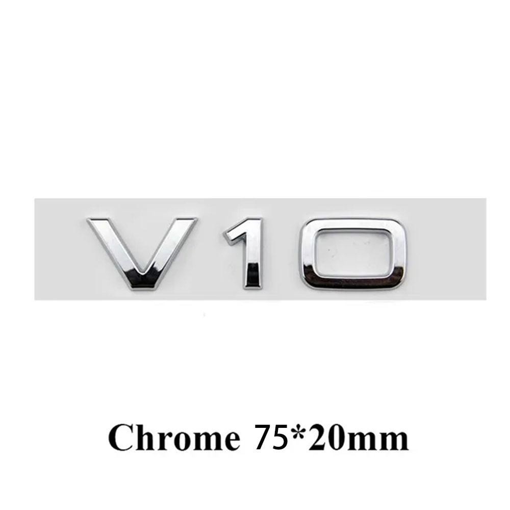 3D ABS Chrome Black Logo V6T V8T V10 Emblem Car Fender Side Badge Decals