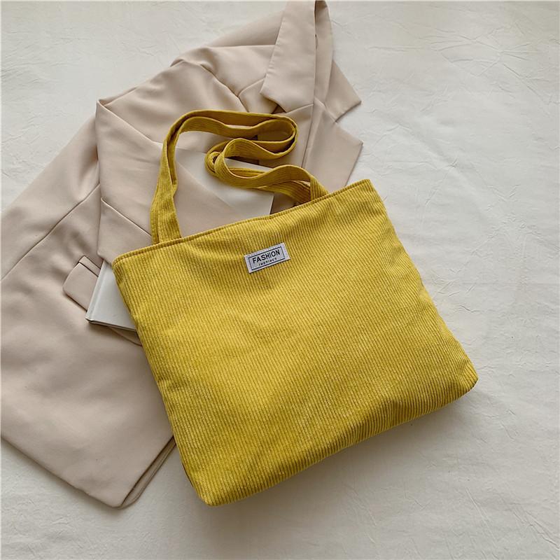 Korean Style Cotton Tote Bag for Women Solid Color Large Capacity Handbag Fashionable Casual Shoulder Purse CLE